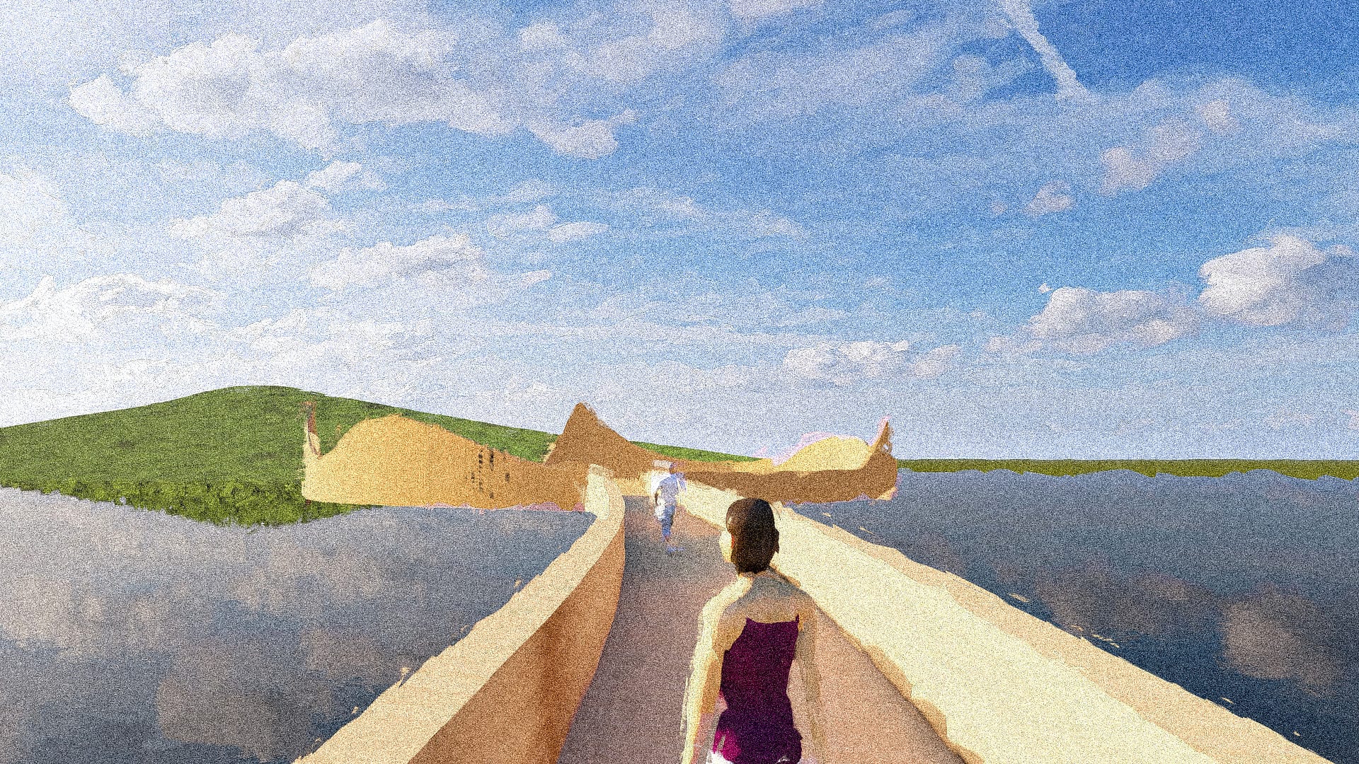 Node 06 — earthwork berm and pedestrian path