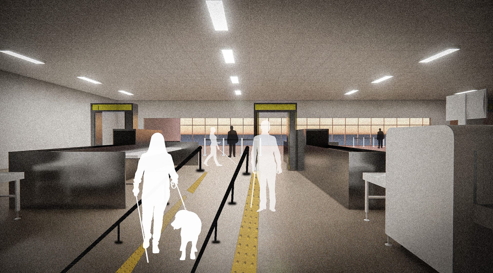 TSA screening — guided path through security